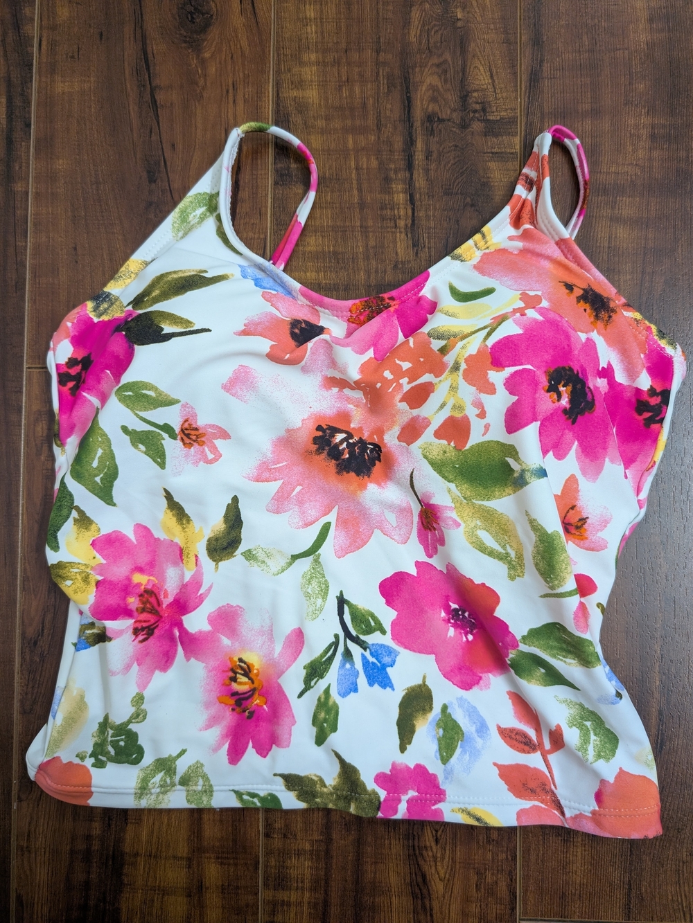 NWOT Coral Reef Swim Pink & White Floral Swim Tank Top